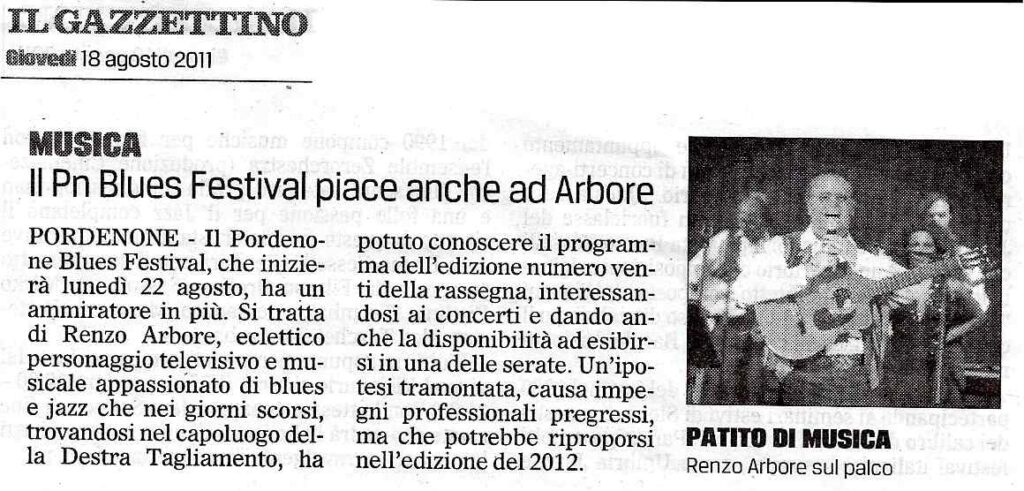 Il Gazzettino – Il Pn Blues Festival piace anche ad Arbore