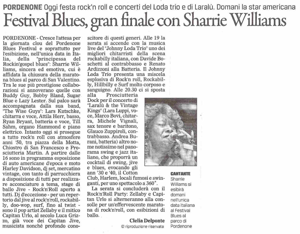Festival Blues, gran finale con Sharrie Williams