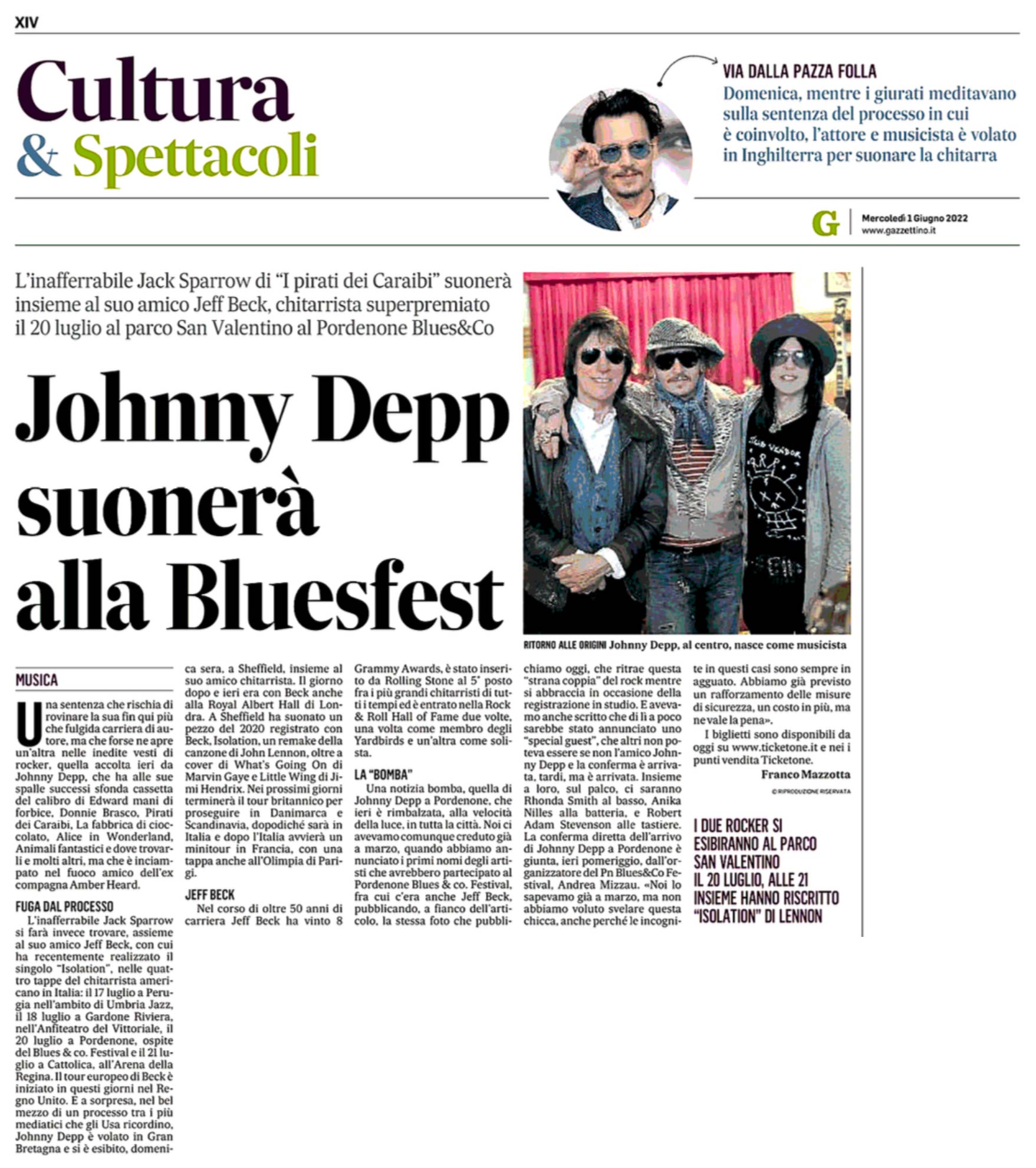 Johnny Depp a Pordenone