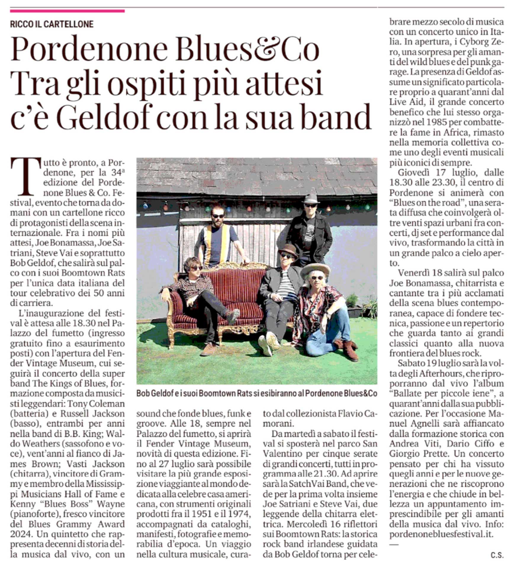 2025 07 13 messaggero veneto bob geldof
