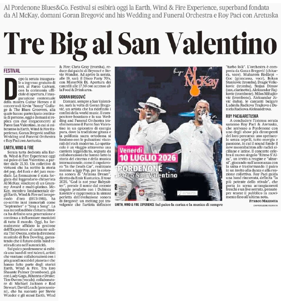 2026 07 10 gazzettino earth wind fire