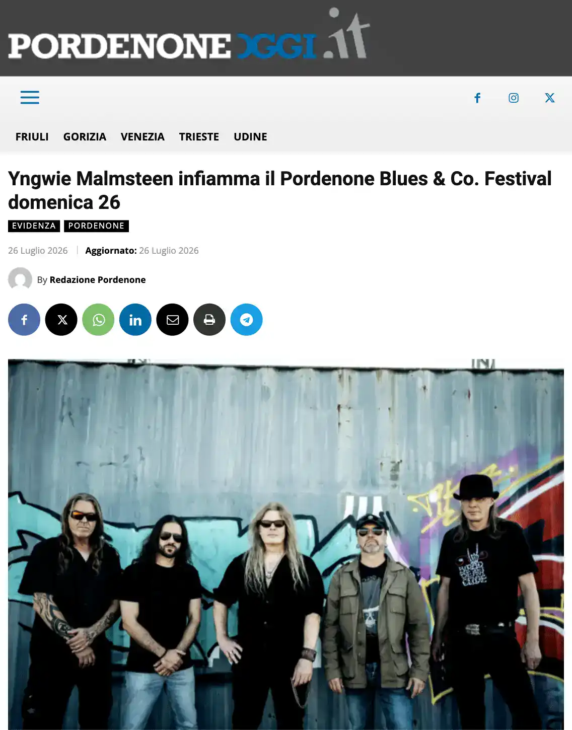 2026 07 26 pordenone oggi malmsteen